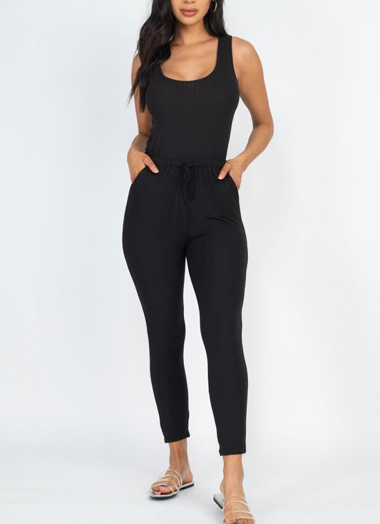 Ribbed Sleeveless Jumpsuit